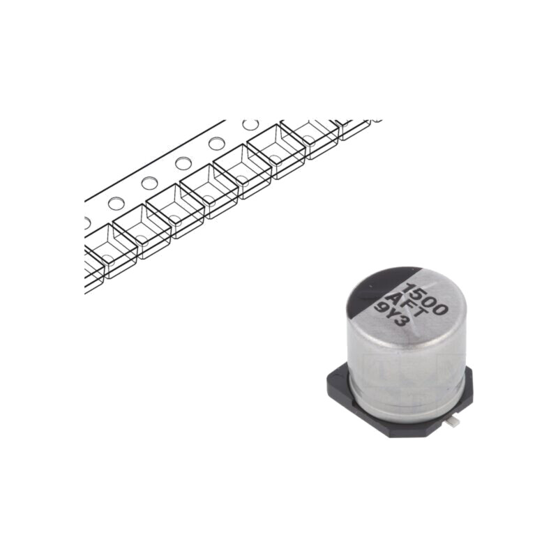 Condensator: electrolitic; low ESR; SMD; 1500uF; 10VDC; Ø10x10,2mm