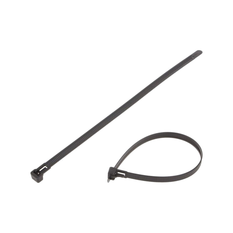 Colier de strângere; cu desfacere; L: 250mm; W: 7,6mm; neagră; 200N
