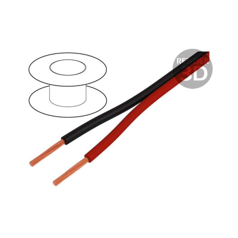 Cablu: cablu pt.difuzor; 2x0,5mm2; litat; CCA; negru-roşu; PVC