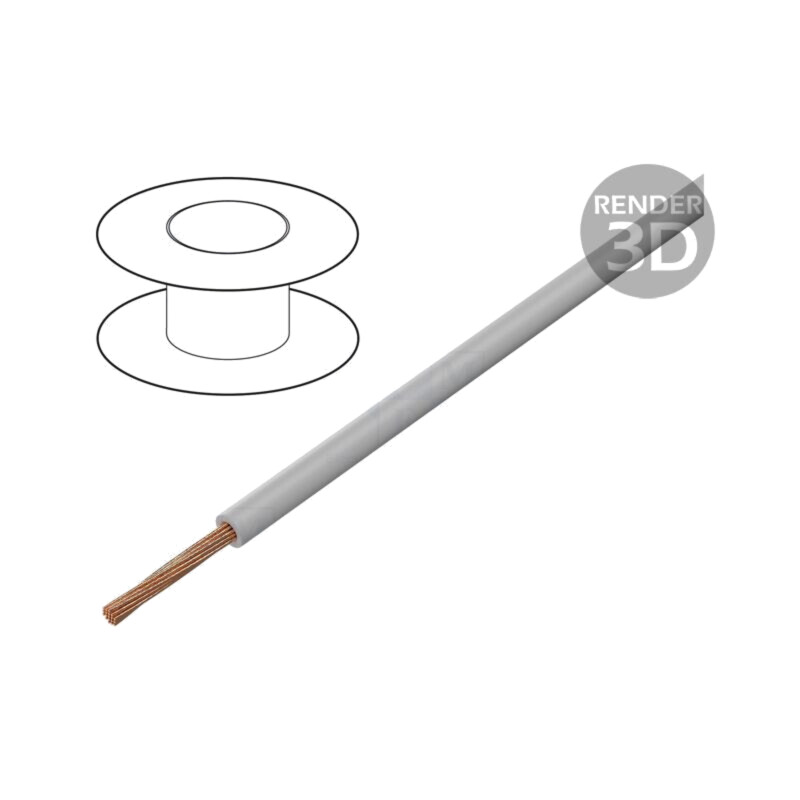 Cablu; FLYW; 1x0,5mm2; litat; Cu; PVC; gri; 60V; 100m; Øcablu: 2÷2,3mm