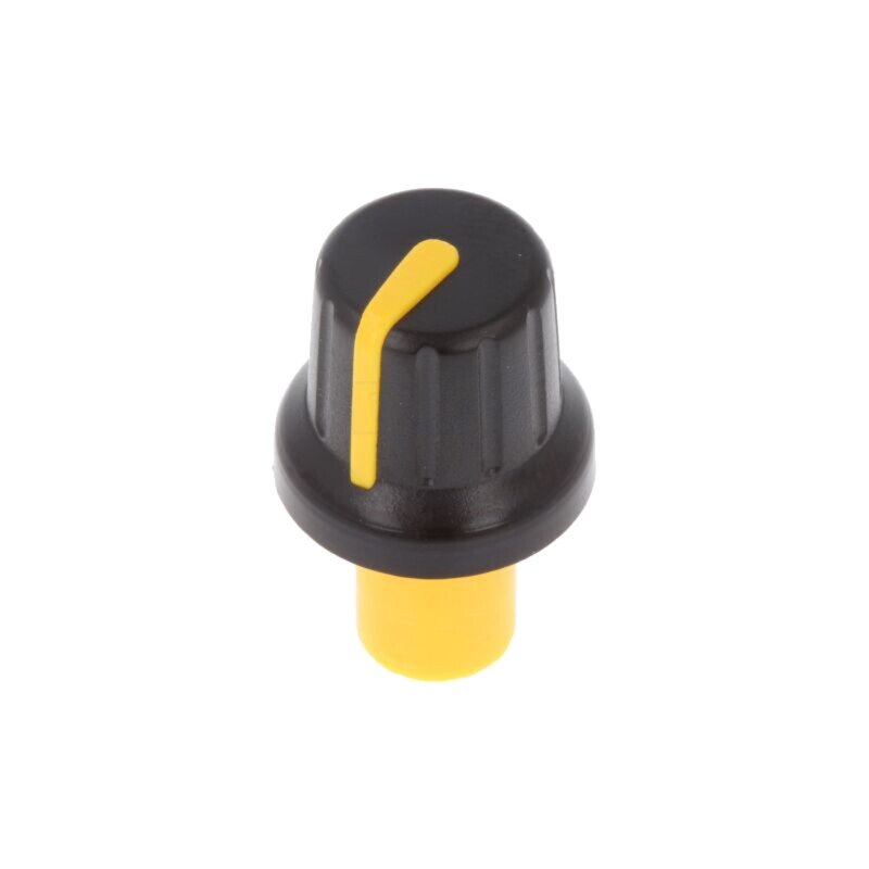 Buton rotativ; cu indicator; ABS; Øax: 6mm; Ø16x14,4mm; neagră