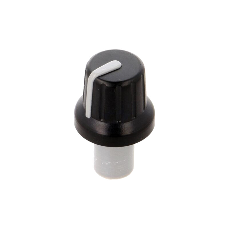 Buton rotativ; cu indicator; ABS; Øax: 6mm; Ø16x14,4mm; neagră