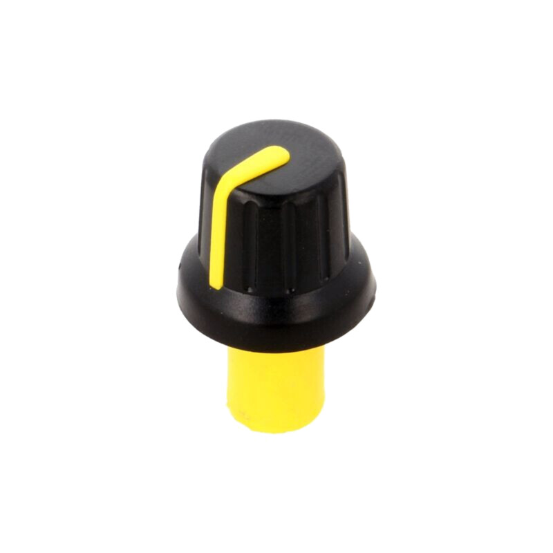 Buton rotativ; cu indicator; ABS; Øax: 6mm; Ø16x14,4mm; neagră