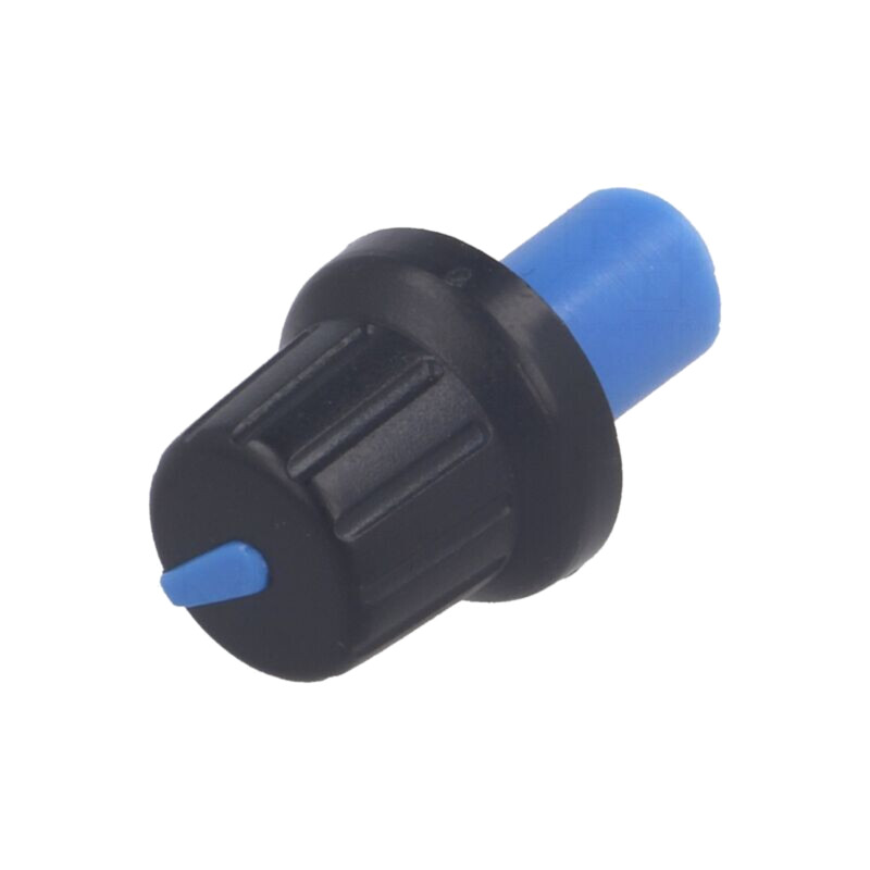 Buton rotativ; cu indicator; ABS; Øax: 6mm; Ø16x14,4mm; neagră