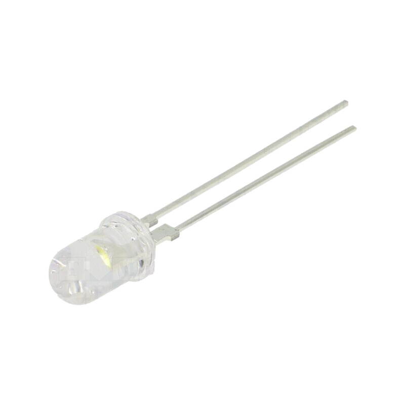 LED; alb cald; 5mm; 45000mcd; 30°; Parte frontală: convex; -30÷85°C