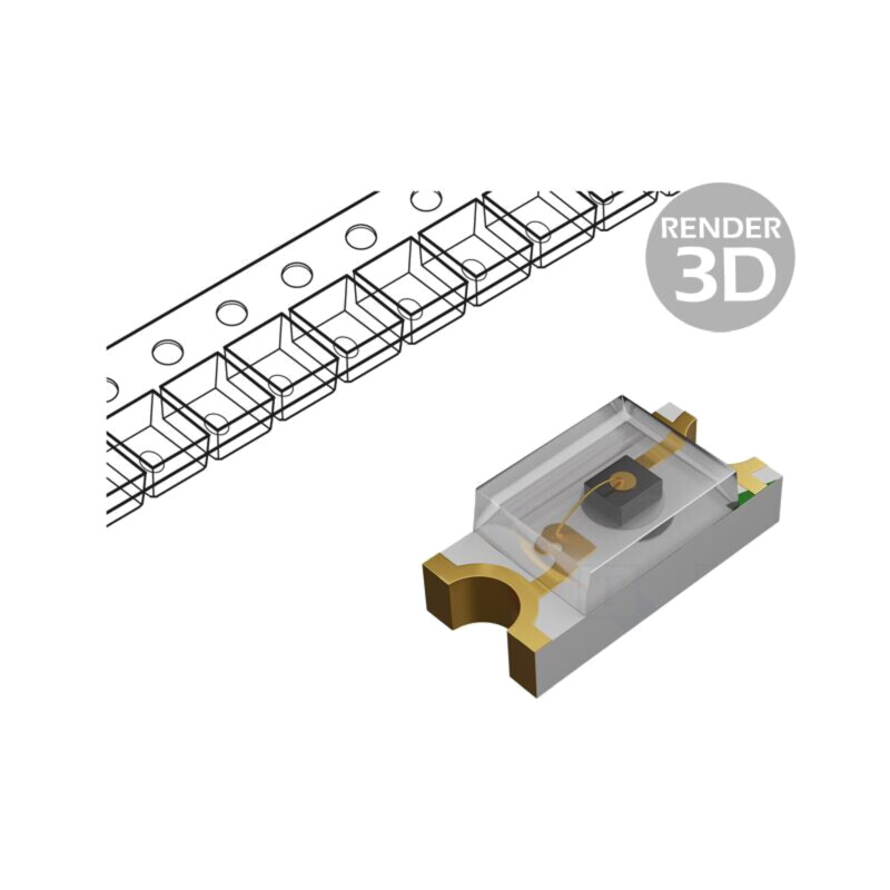 LED; albastru; SMD; 0805; 90÷200mcd; 2,8÷3,5VDC; 2x1,25x0,7mm; 140°