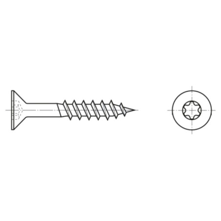 Şurub; pt.lemn; 6x60; Cap: îngropat; Torx®; TX25; Înălţ.cap: 3,6mm