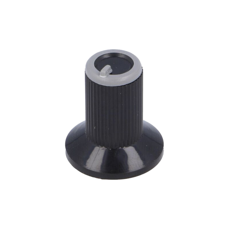 Buton rotativ; cu flanşă; plastic; Øax: 6mm; Ø10x19mm; neagră; gri