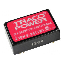 Convertor: DC/DC 5W Uintr: 9÷36V Uieş: 12VDC Uieş2: -12VDC DIP24: cod: TEN5-2422WI,  | Electronic-mag.ro | Componente Electronic