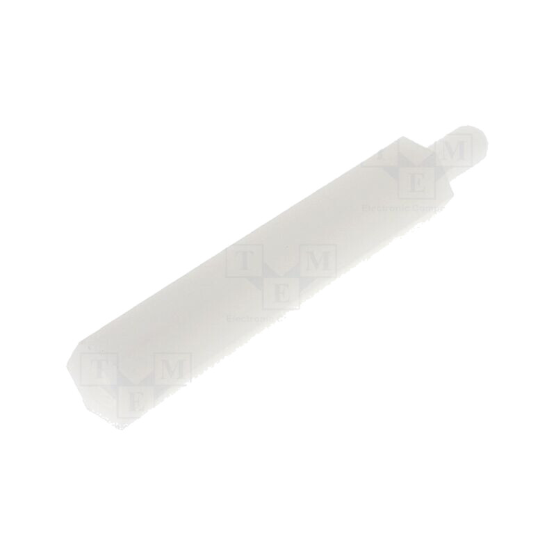 Piuliţă-distanţieră filetată; hexagonală; poliamidă; M3; M3