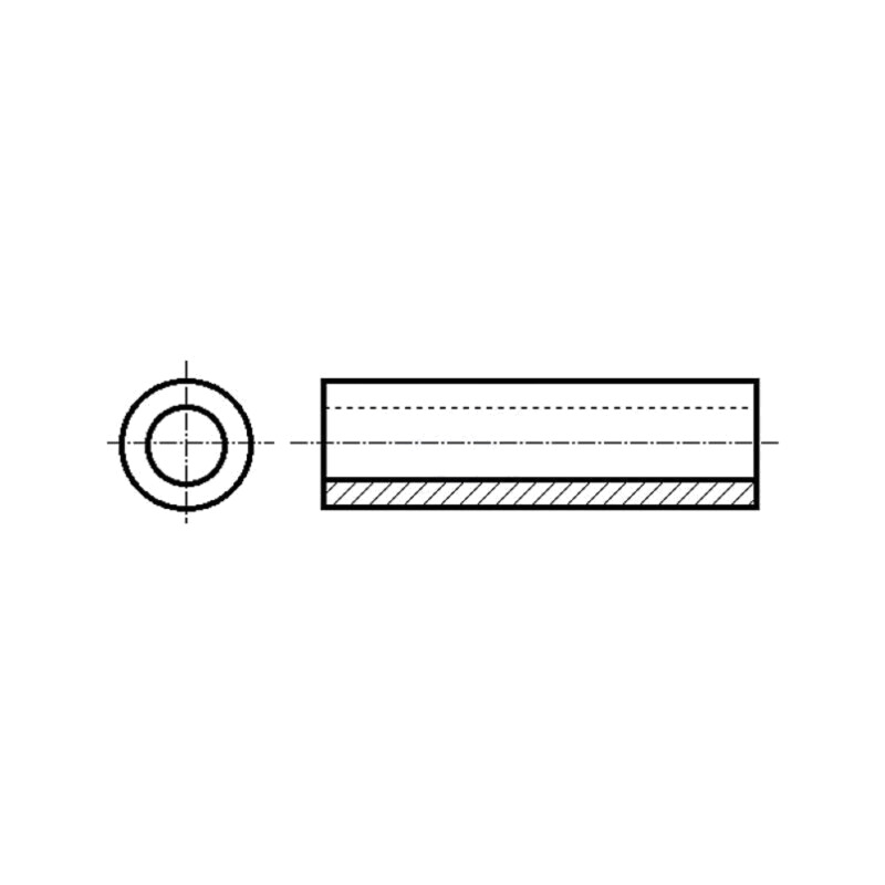 Manşon distanţier; 9,53mm; cilindric; aluminiu; Diam.ext: 4,24mm