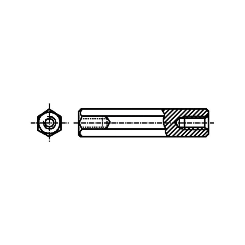 Piuliţă-distanţieră filetată; 17mm; Filet int: M2,5; hexagonală