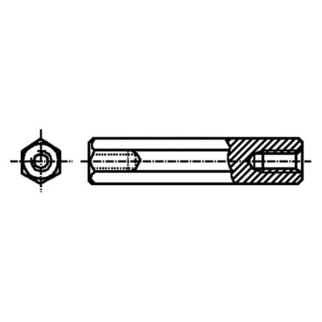 Piuliţă-distanţieră filetată; 17mm; Filet int: M2,5; hexagonală