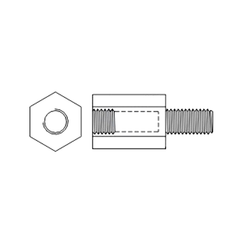Piuliţă-distanţieră filetată; 8mm; Filet int: M3; Filet ext: M3