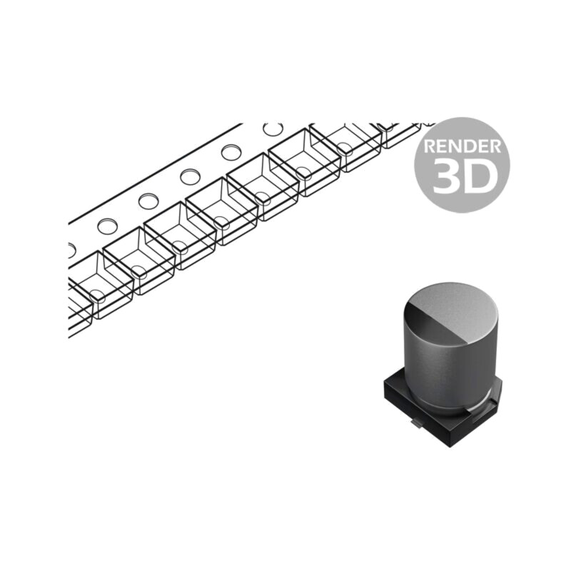Condensator: electrolitic; SMD; 47uF; 6,3VDC; Ø4x5,8mm; ±20%; 2000h