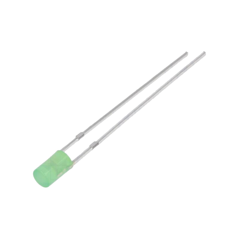 LED; verde; 3mm; 750÷1120mcd; 140°; Parte frontală: plat; Nr.term: 2