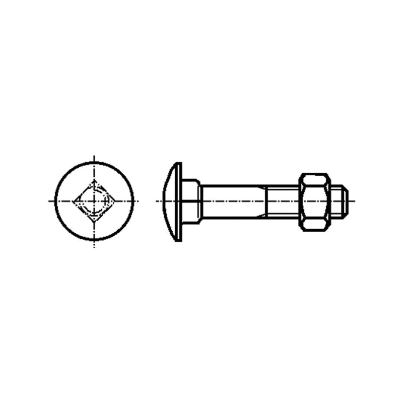 Şurub; M6x65; 1; Cap: buton; pătrată; oţel; zinc; DIN 603; 18mm