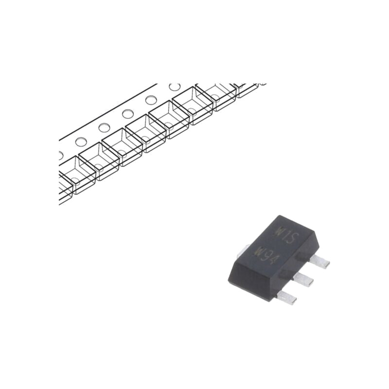 Tranzistor: PNP; bipolar; 30V; 3A; SC62,SOT89