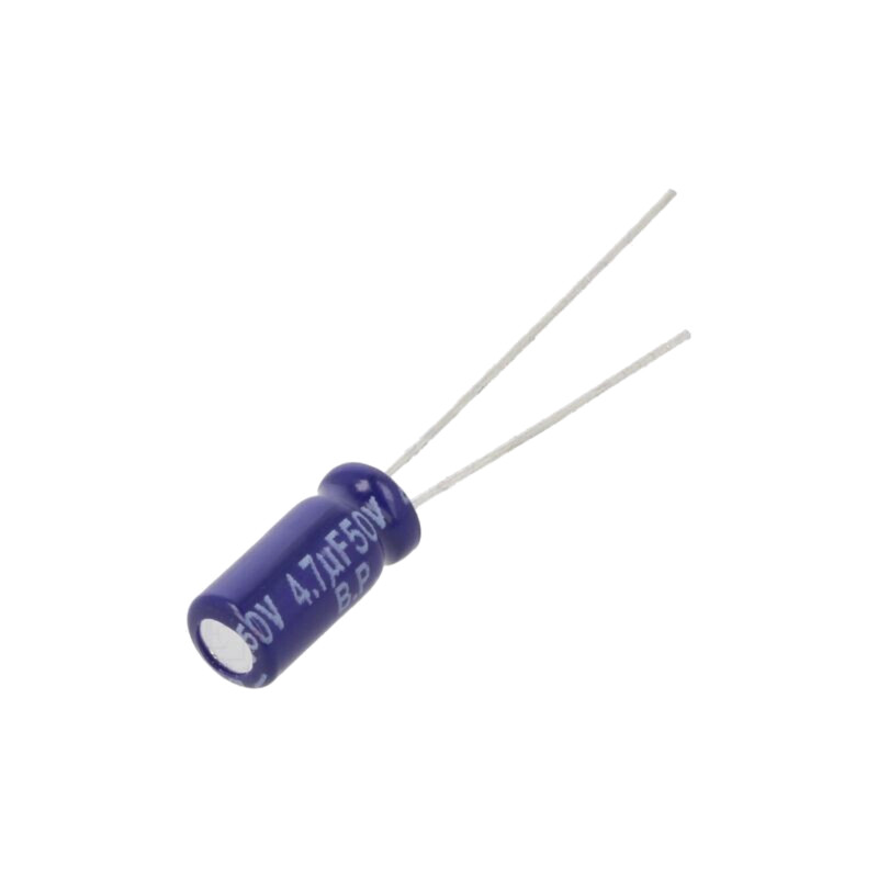 Condensator: electrolitic; bipolar; THT; 4,7uF; 50VDC; Ø5x11mm