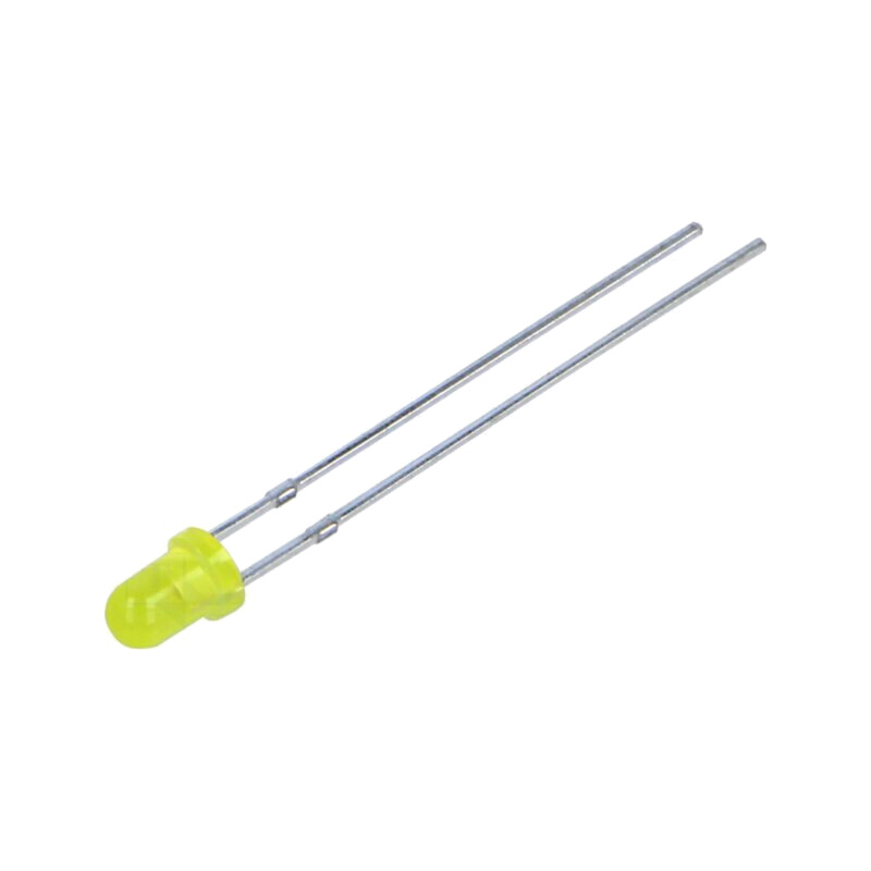 LED; galbenă; 3mm; 800÷1500mcd; 50°; 1,8÷2,6VDC; Nr.term: 2; 60mW