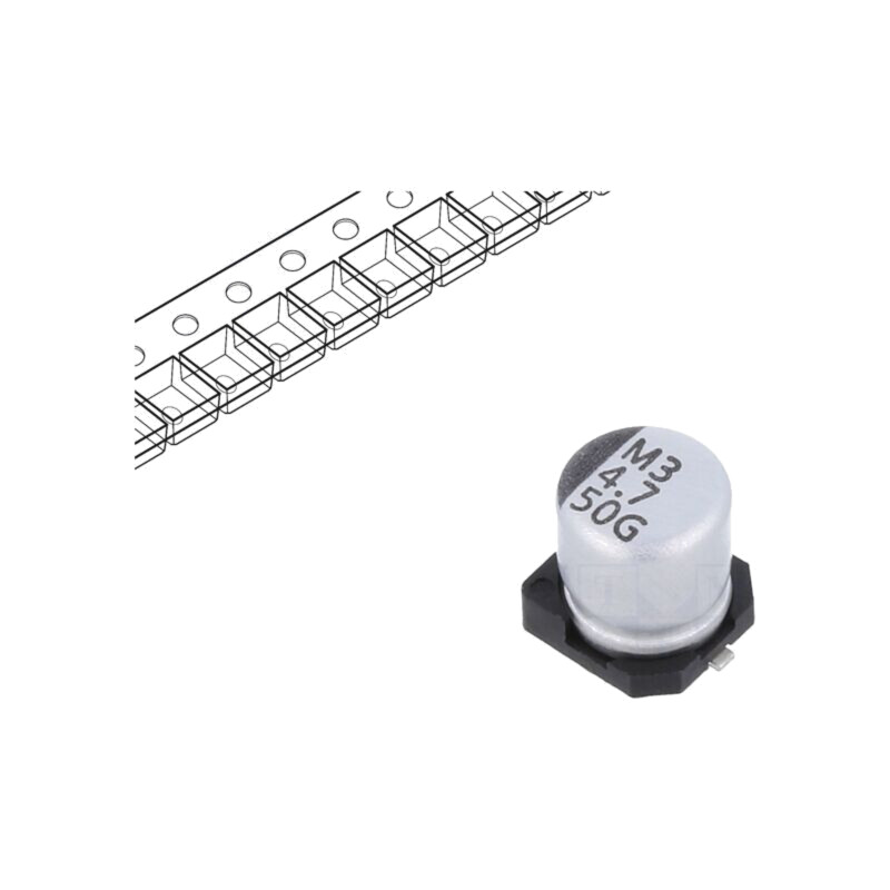 Condensator: electrolitic; SMD; 4,7uF; 50VDC; ±20%; -55÷105°C; GSC