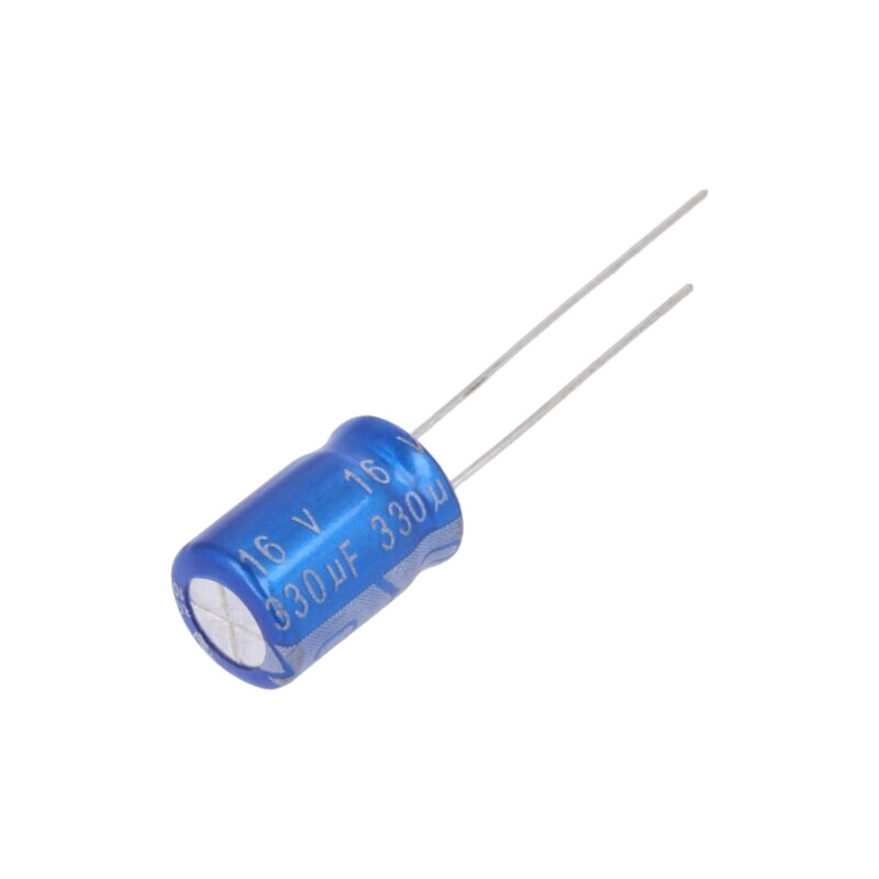 Condensator: electrolitic; THT; 330uF; 16VDC; Ø8x11,5mm; ±20%; JRG