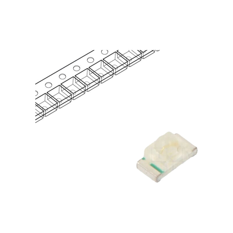 LED; verde; SMD; 0603; 1000÷2000mcd; 2,6÷3,6VDC; 1,6x0,8x0,95mm