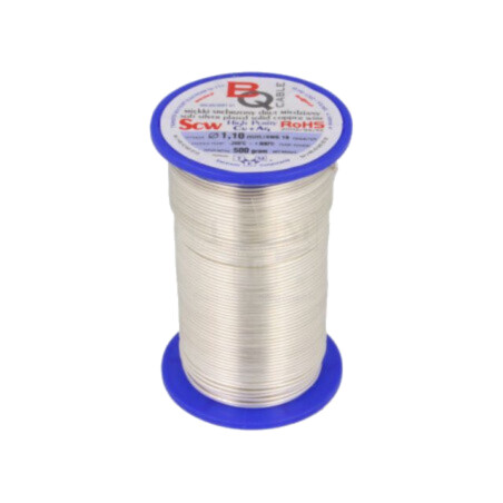 Sârmă de cupru argintată; 1,1mm; 500g; Cu,argintat; 59m