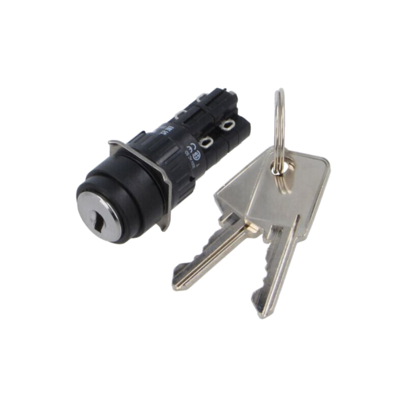 Comutator: rotativ cu cheie; 16mm; Poz.i stab: 2; NC x2 + NO x2