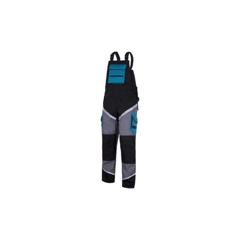 Dungarees; Size: XL; black-grey-turquoise; with reflector Dungarees; Size: XL; black-grey-turquoise; with reflector