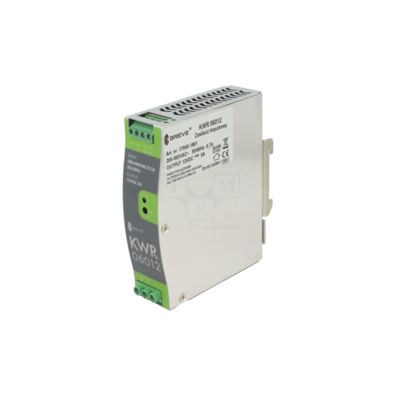 Alimentator: pulsatoriu; 60W; pentru şină DIN; OUT: 1; KWR