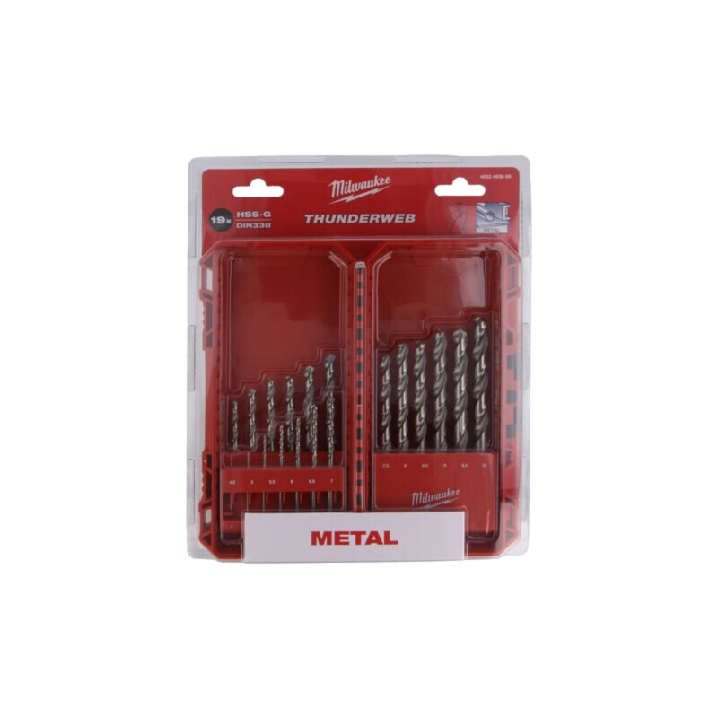 Set de burghie; pt.metal; cutie din plastic; metal,oţel; 19buc.