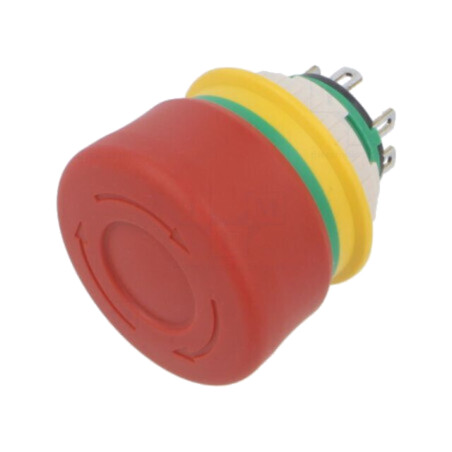 Comutator: de siguranţă; 16mm; Poz.i stab: 2; NC + NO; roşie; IP65