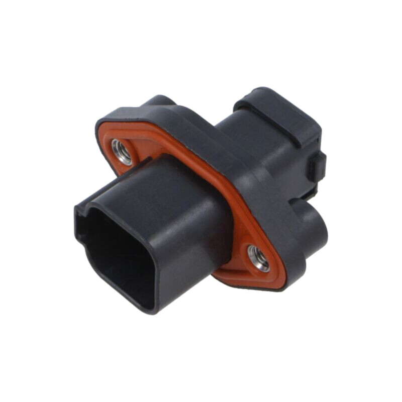 Connector: REC, 6P, BLK, E, CAP, FLANGE