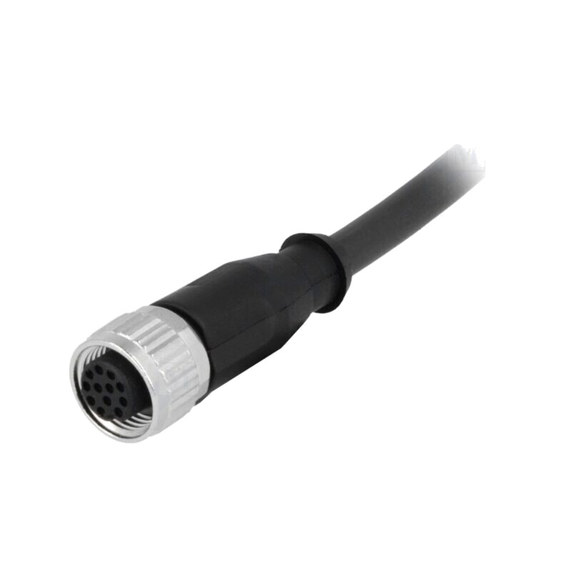 Conector: M12; mufă; mamă; PIN: 12; drept; cabluri; 1m