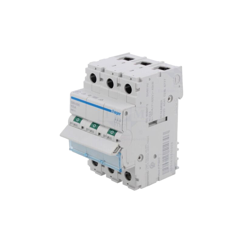 Separator-întrerupător; Poli: 3; pentru şină DIN; 100A; 400VAC