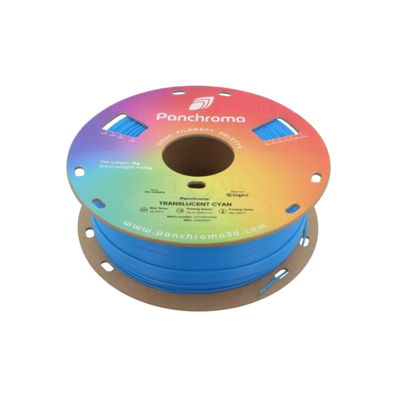 Filament: PLA; 1,75mm; translucent cyan; 190÷230°C; 1kg