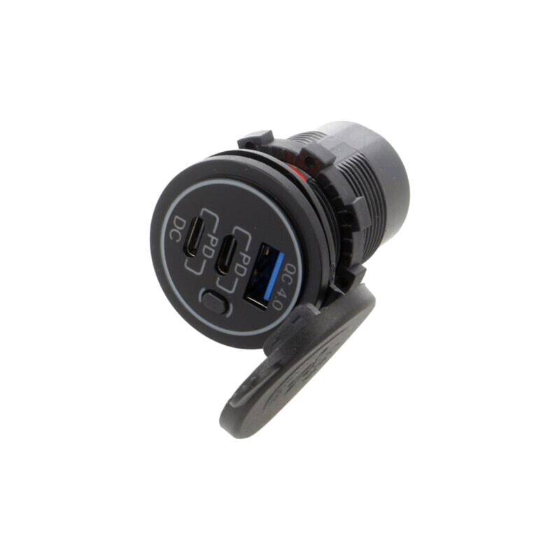 Alimentator USB; USB A soclu,USB C soclu x2; neagră