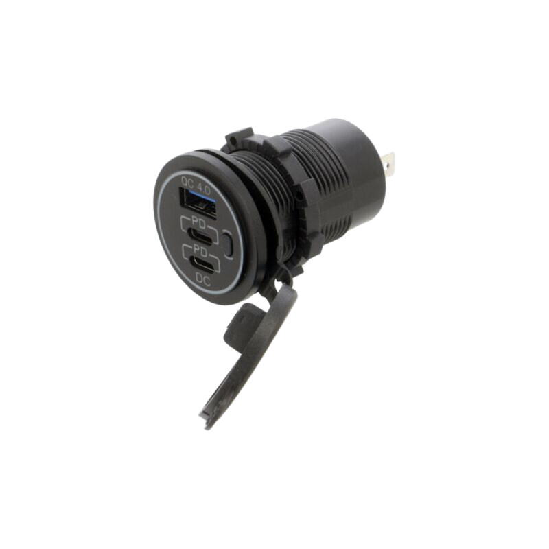 Alimentator USB; USB A soclu,USB C soclu x2; neagră