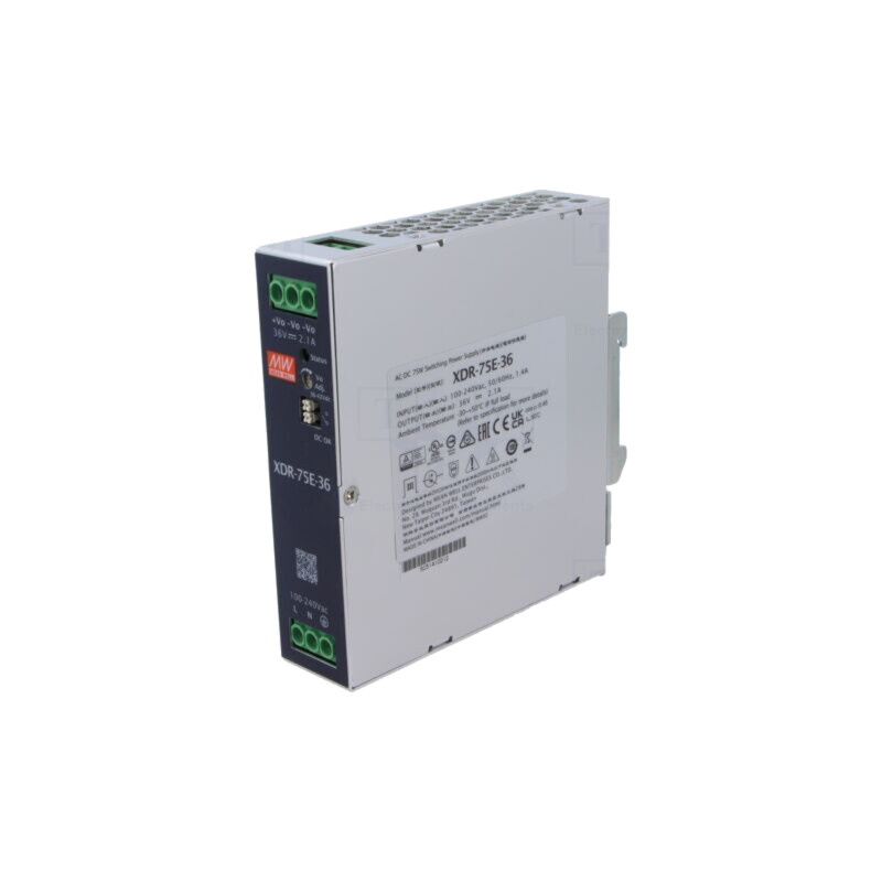 Alimentator: pulsatoriu; pentru şină DIN; 75W; 36VDC; 0÷2,1A; 91% Alimentator: pulsatoriu; pentru şină DIN; 75W; 36VDC; 0÷2,1A; 91%