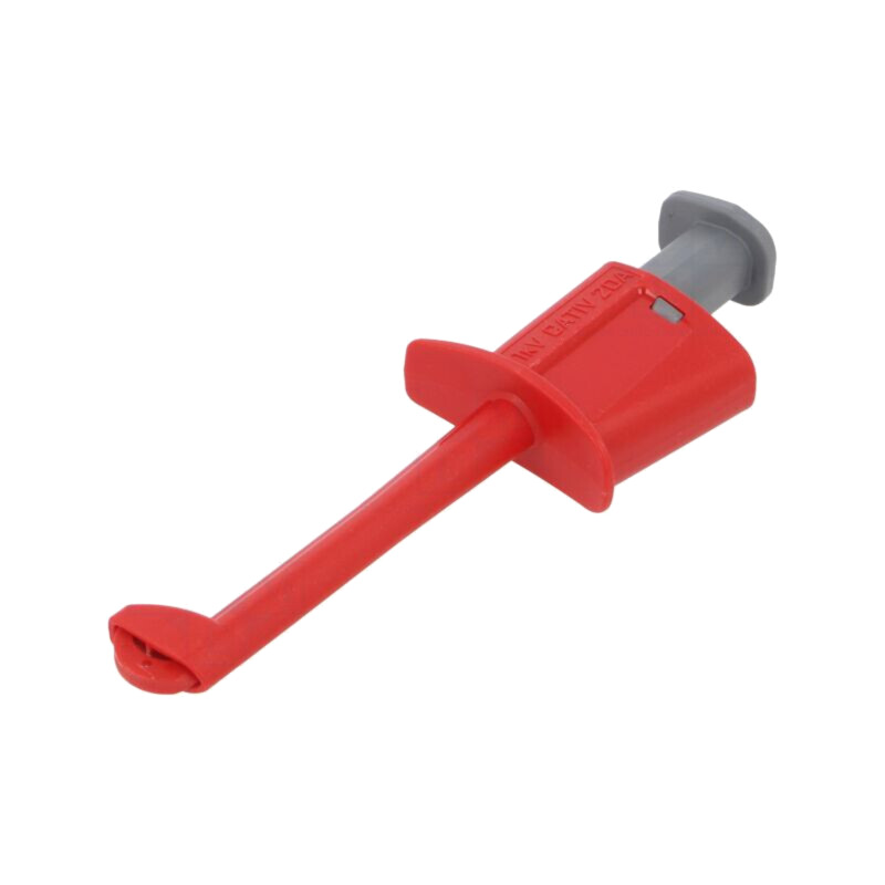 Clips de măsurare; cu cârlig; 20A; roşie; Contacte: alamă; 1kV; 4mm