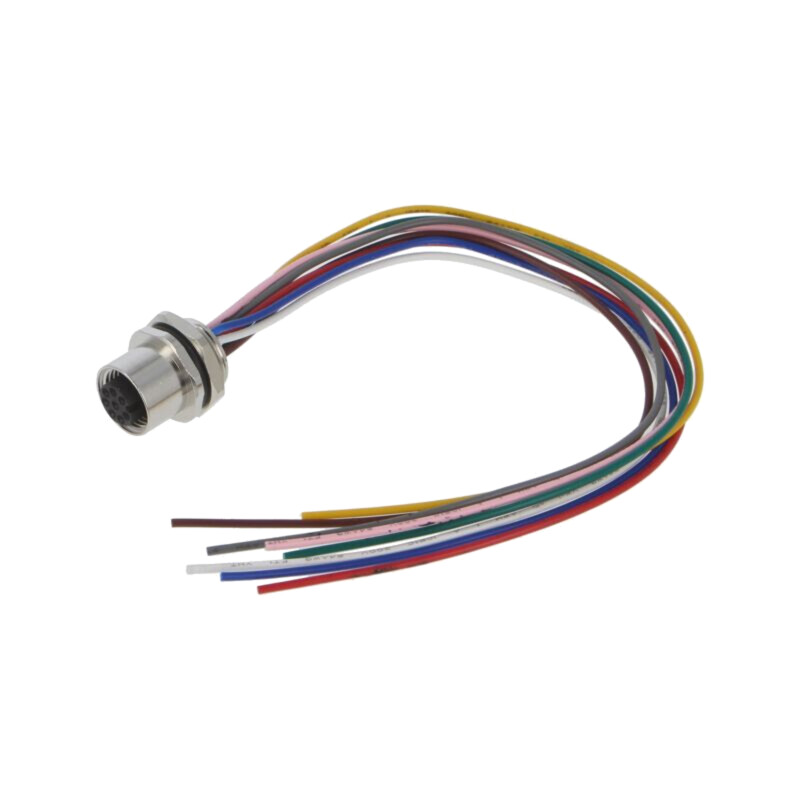 Conector: M12; soclu; PIN: 8; mamă; 30V; drept; IP67; cabluri; 2A Conector: M12; soclu; PIN: 8; mamă; 30V; drept; IP67; cabluri; 2A