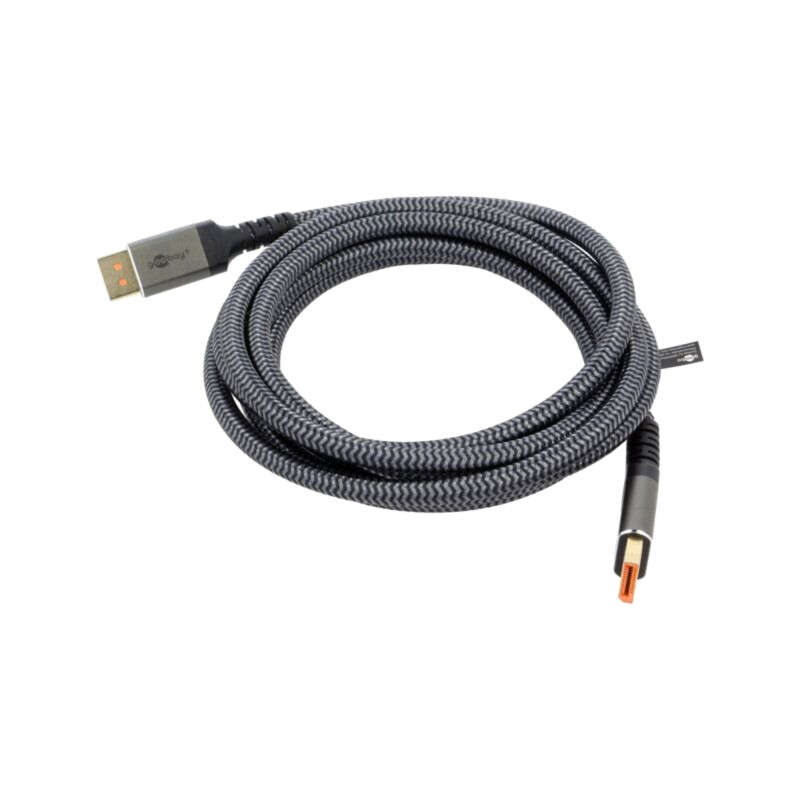 Cablu; DisplayPort mufă,din ambele părţi; textilă; Lung: 3m; gri