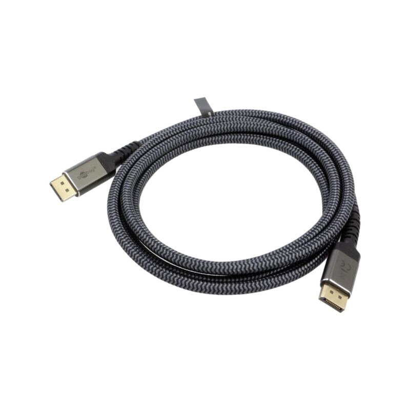 Cablu; DisplayPort mufă,din ambele părţi; textilă; Lung: 2m; gri