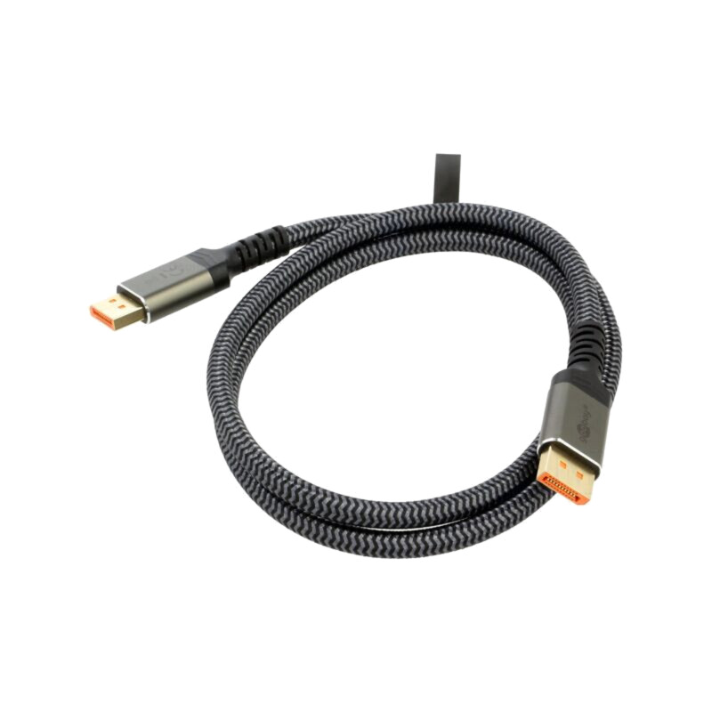 Cablu; DisplayPort mufă,din ambele părţi; textilă; Lung: 1m; gri