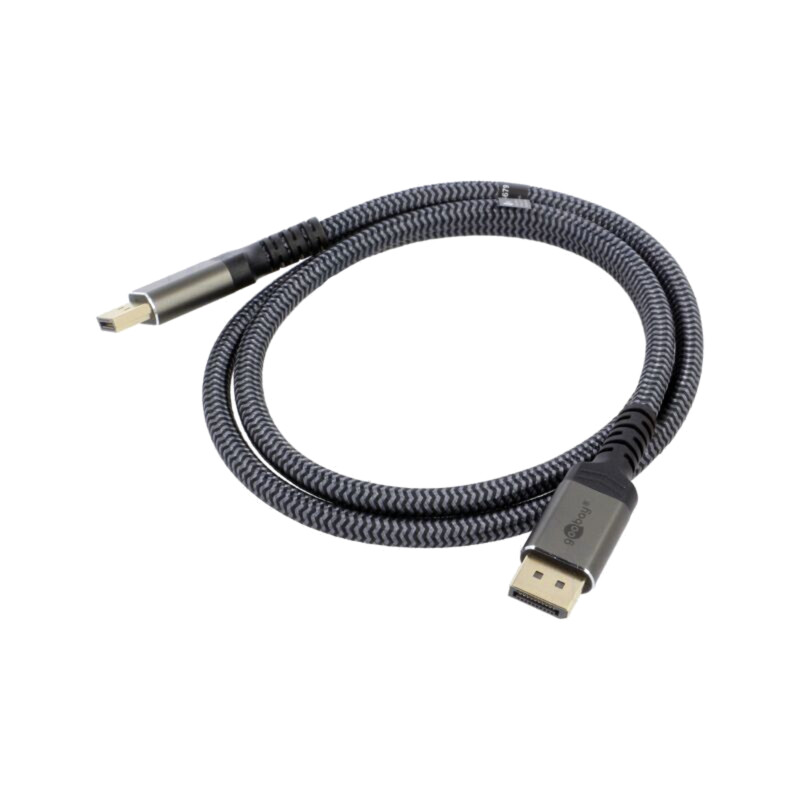 Cablu; DisplayPort mufă,din ambele părţi; textilă; Lung: 1m; gri