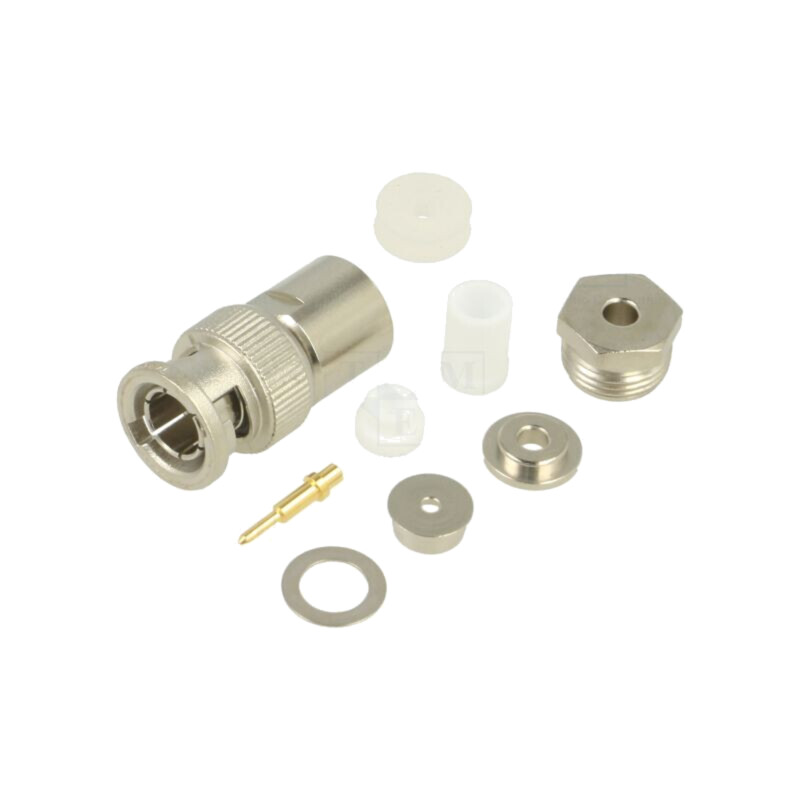 Conector: BNC; mufă; tată; drept; 50Ω; lipire,răsucire (clamp)