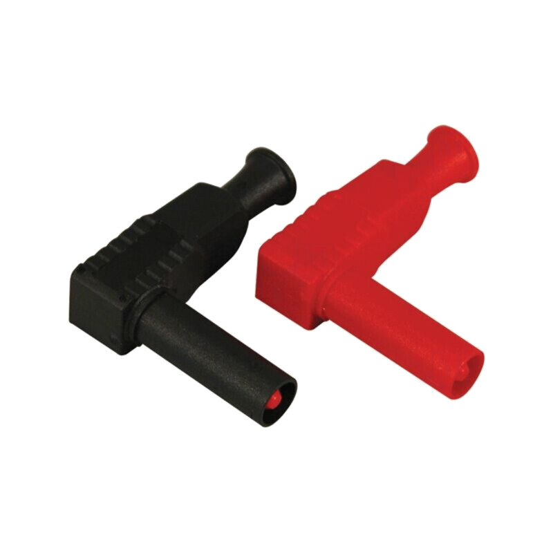 Conector: banană 4mm; mufă; 20A; neagră,roşie; în unghi; 2,5mm2