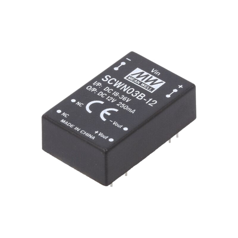 Convertor: DC/DC; 3W; Uintr: 18÷36VDC; Uieş: 12VDC; Iieş: 250mA; THT