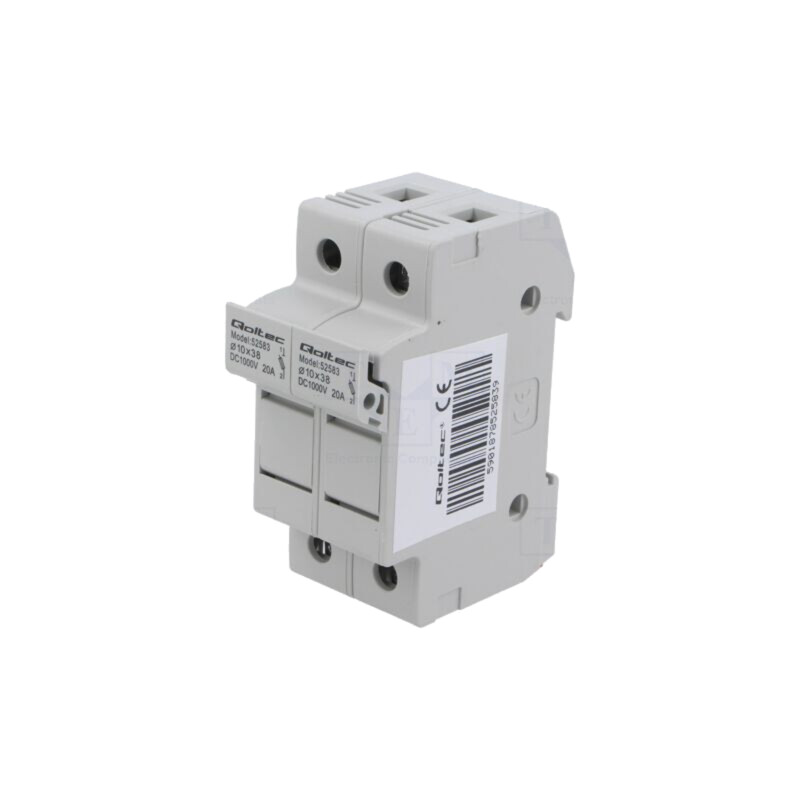 Clemă; 10x38mm; pentru şină DIN; 20A; Poli: 2; 1kVDC